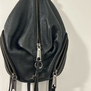 Mini Julian Pebbled Leather Convertible Backpack - One Size - BLACK